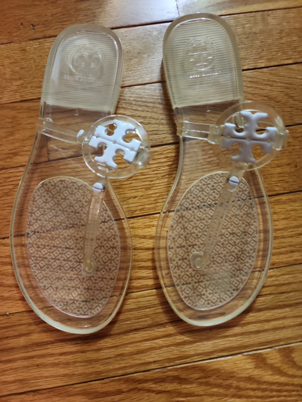 Tory Burch Clear Mini Miller Jelly Sandals - White Logo